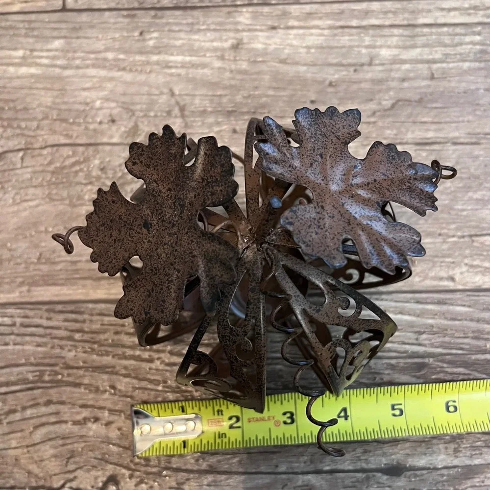 Rustic Bronze Metal Pumpkin Tea Light Candle Holder Fall Autumn Decor Scrollwork
